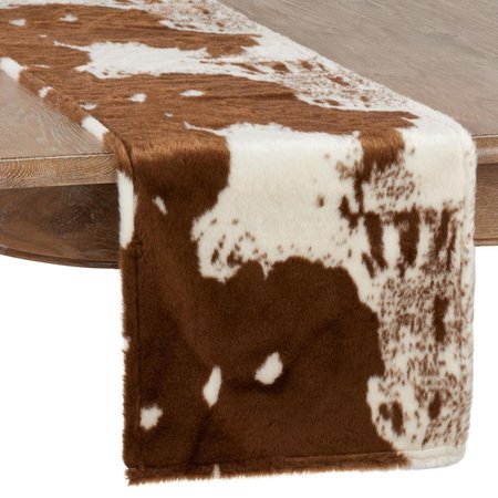 RLM DISTRIBUTION SARO 16 x 54 in. Lait Collection Faux Fur Runner Rug with Cow Hide Design Brown HO2658443